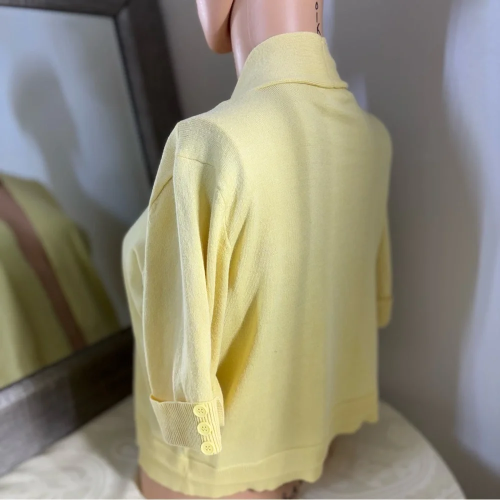 89th & Madison Yellow Knit Cardigan V-Neck Sweater